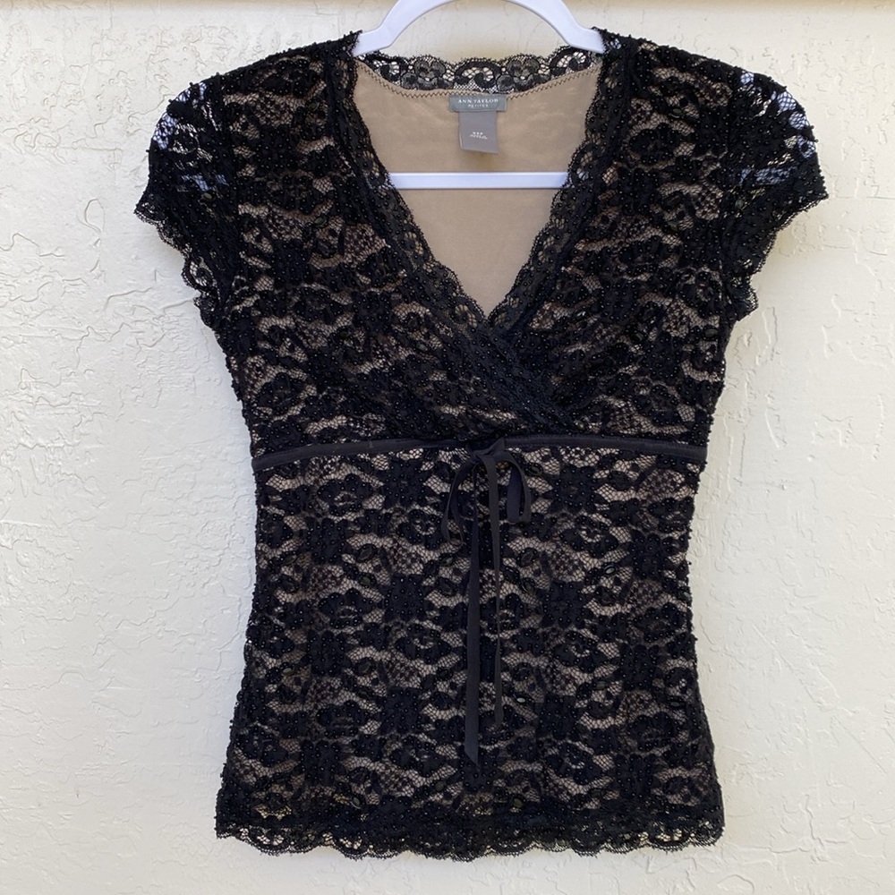 Ann Taylor Beaded Lace Top